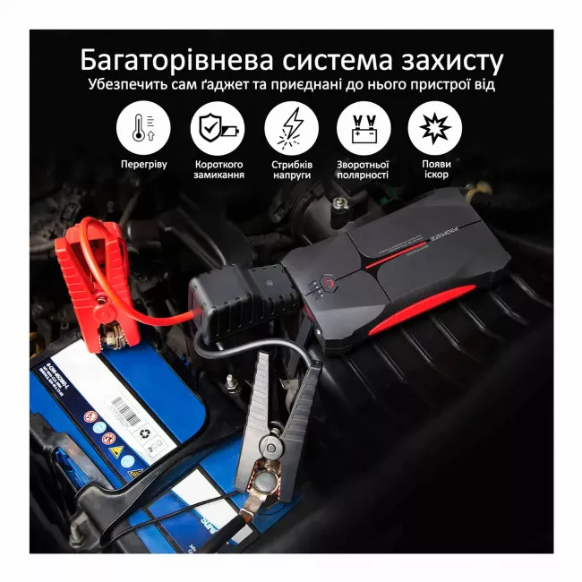 Пуско-зарядное устройство Promate SparkTank-10 10000 mAh Black (sparktank-10.black) (048390)