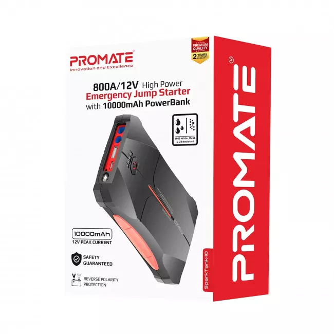 Пуско-зарядное устройство Promate SparkTank-10 10000 mAh Black (sparktank-10.black) (048390)