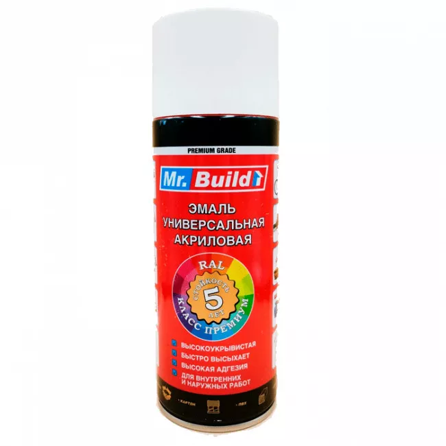 Спрей краска Ral 9010 Mr.Build №01 белая 400 мл (712472) Спрей краска Ral 9010 Mr.Build №01 белая 400 мл (712472)