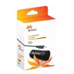Автомобильное зарядное устройство Florence 2 USB + cable microUSB Black (838966)