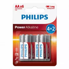 Батарейки PHILIPS цилиндрические щелочные (LR6P6BP/10)