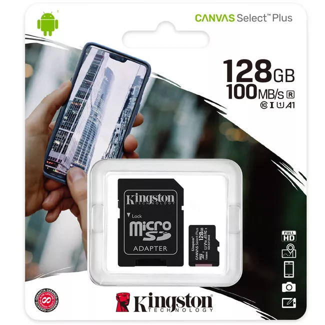 Карта пам'яті Kingston MicroSDXC 128GB UHS-I Class 10 Canvas Select Plus R100MB/s + SD-адаптер (SDCS2/128GB)