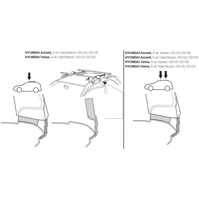 Монтажный комплект Thule  для Hyundai Accent (sedan & hatch)(mkII) 2000-2005 (1186)