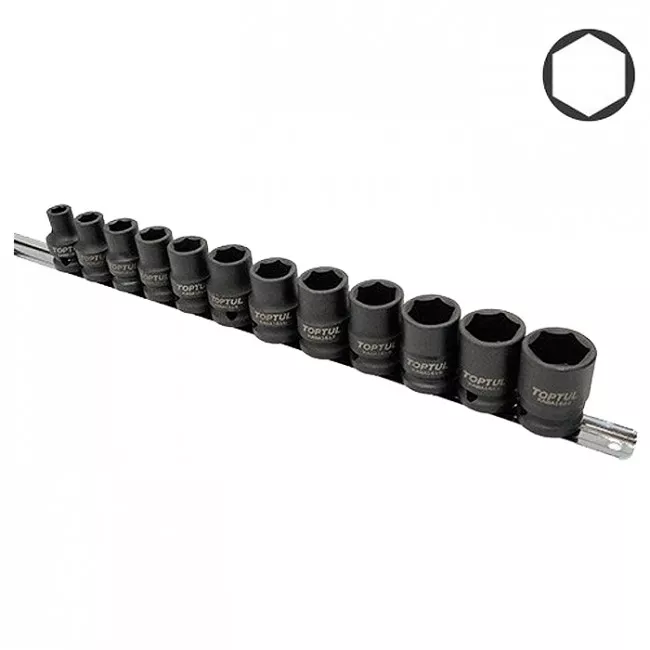 Набор ударных головок TOPTUL 1/2" 12 ед. 8,10,12~19,21,22мм (на планке) (GAAQ1612M) Набор ударных головок TOPTUL 1/2" 12 ед. 8,10,12~19,21,22мм (на планке) (GAAQ1612M)