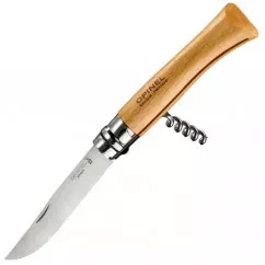 Нож складной + штопор Opinel Tire Bouchon №10 (длина: 225мм, лезвие: 100мм), бук (232-1005)