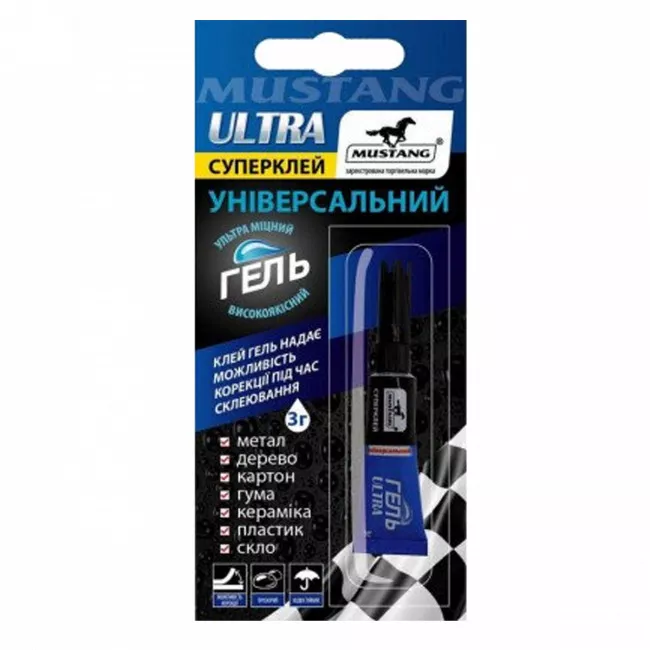 Суперклей MUSTANG "ГЕЛЬ" 3 г тюбик 1 шт блистер (421415 ) (20506858)