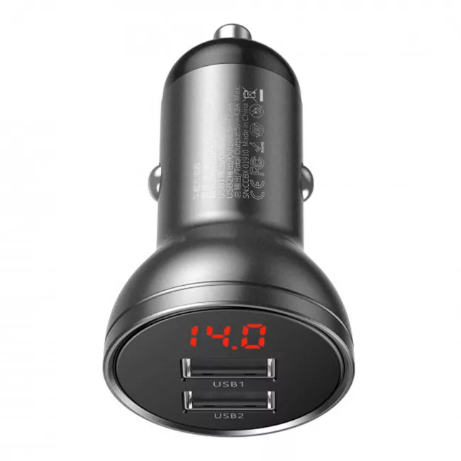Автомобільний зарядний пристрій Baseus Digital 24W темно-сірий (502325) (282730056)