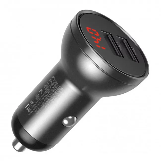Автомобільний зарядний пристрій Baseus Digital 24W темно-сірий (502325) (282730056) Автомобільний зарядний пристрій Baseus Digital 24W темно-сірий (502325) (282730056)