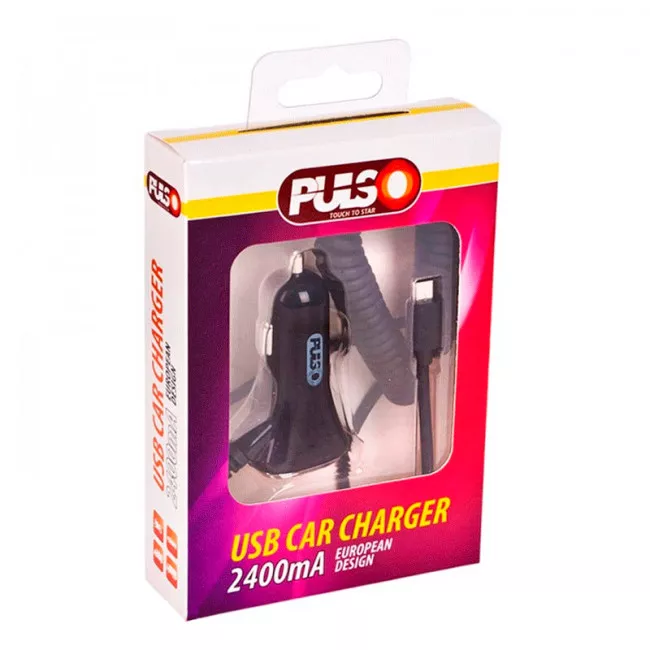 Автомобильное зарядное устройство PULSO 1USB+Android (12/24V - 5V 2,4A) (C-2407BK)