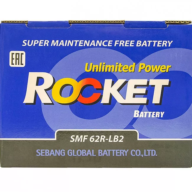 Автомобильный аккумулятор ROCKET 6СТ-62Ah Аз 540A (CCA) (SMF 62R-LB2) (61721)