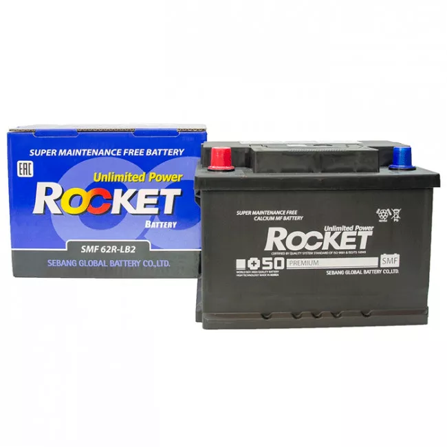 Автомобильный аккумулятор ROCKET 6СТ-62Ah Аз 540A (CCA) (SMF 62R-LB2) (61721)