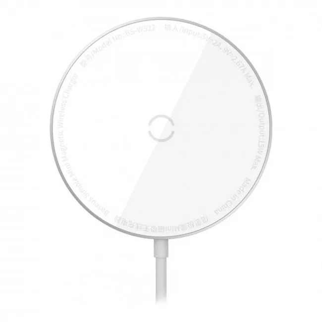 Бездротовий зарядний пристрій Baseus Simple Mini Magnetic 15W білий (326839) (310820003)