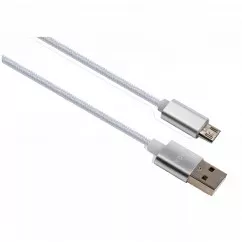 Дата кабель Vinga USB 2.0 AM to Micro 5P 1m LED silver (VCPDCMLED1S)