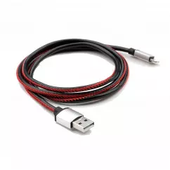 Дата кабель Vinga USB 2.0 AM to Micro 5P 1m pu leather black (VCPDCMLS1BK)