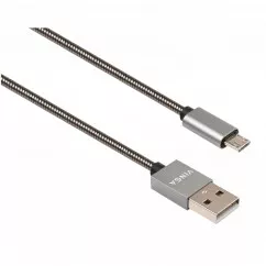 Дата кабель Vinga USB 2.0 AM to Micro 5P 1m stainless steel gray (VCPDCMSSJ1GR)