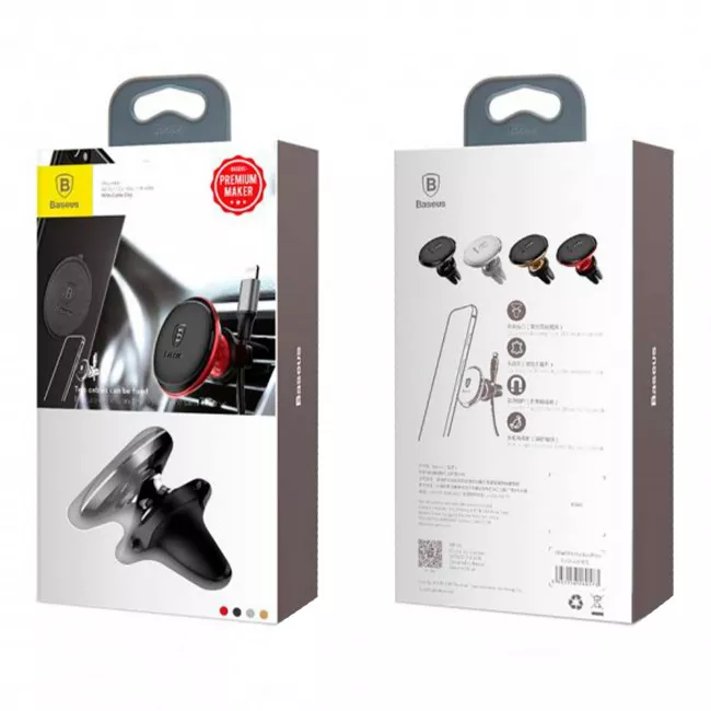 Утримувач автомобільний Baseus Magnetic Air Vent Car Mount With Cable Clip (005202) (161050014)