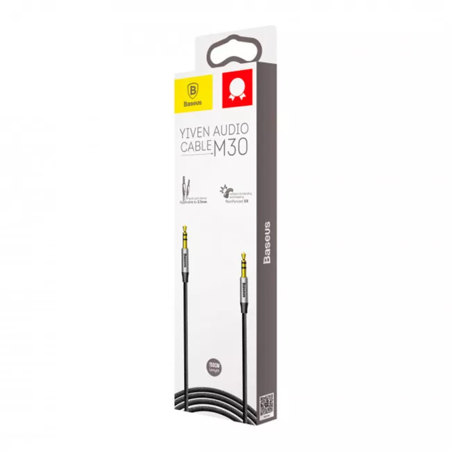 Кабель Baseus Yiven 3.5mm 1m Silver/Black (CAM30-BS1)(207940001)