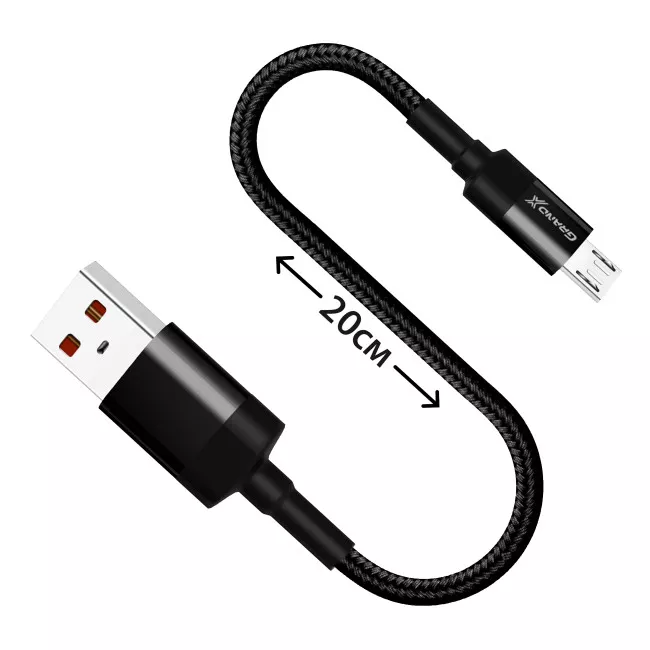 Кабель Grand-X USB-microUSB 20cm, CU, Black, захист тканева оплетка BOX (FM-20M)