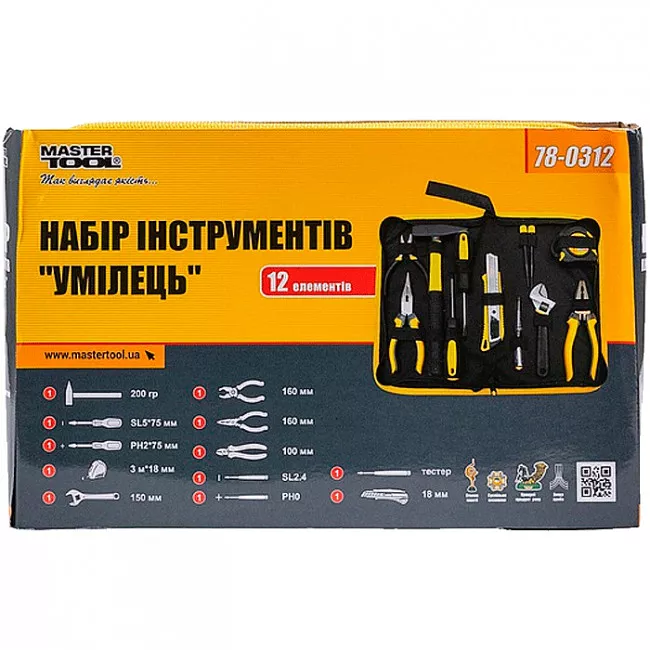 Набор инструмента MASTER TOOL "Умелец" 12 элементов (78-0312)