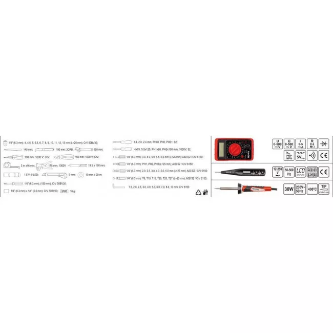 Набор инструментов электрика профессиональный YATO (YT-39009)