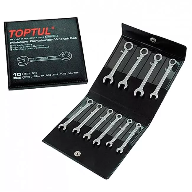 Набор ключей комб. миниатюрных TOPTUL  (5/32"-7/16") 10 шт. (GBBA1001)