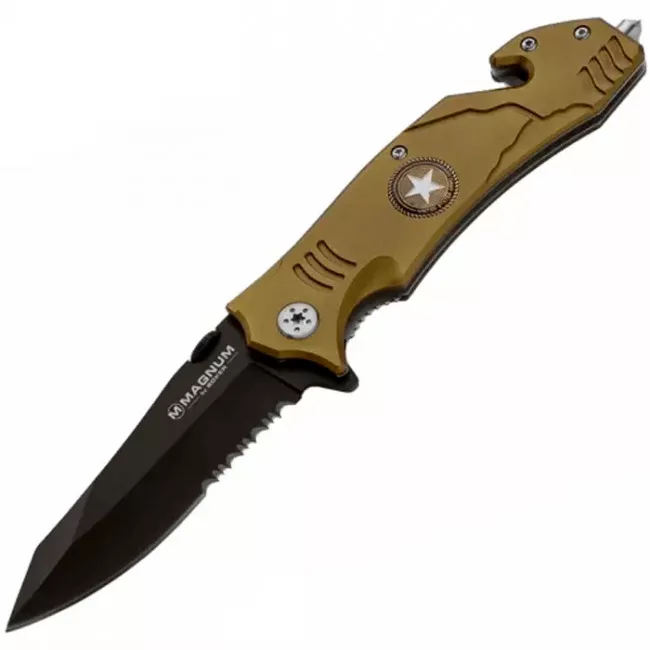 Нож складной Boker Magnum Army Rescue (длина: 208мм, лезвие: 86мм), коричневый (227-1123) Нож складной Boker Magnum Army Rescue (длина: 208мм, лезвие: 86мм), коричневый (227-1123)