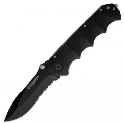 Нож складной Boker Magnum Black Spear полусеррейтор (длина: 230мм, лезвие: 100мм, черное) (227-1021)