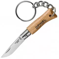 Нож складной + брелок Opinel Keychain №2 Inox (длина: 80мм, лезвие: 35мм), граб (232-1002_hombeam)