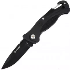 Ніж складний Ganzo G611 + свисток (довжина: 190мм, лезо: 75мм), чорний (16-1024-black)