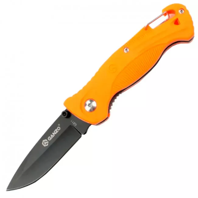 Нож складной Ganzo G611 + свисток (длина: 190мм, лезвие: 75мм), оранжевый (16-1024-orange)