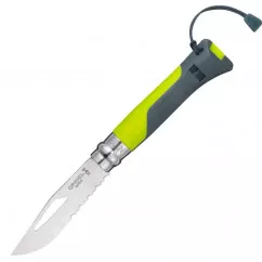 Нож складной Opinel №8 Outdoor полусеррейтор (длина: 190мм, лезвие: 85мм), зеленый (232-1033_green)