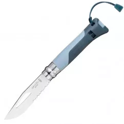 Ніж складний Opinel №8 Outdoor полусеррейтор (довжина: 190мм, лезо: 85мм), сірий  (232-1034_gray)