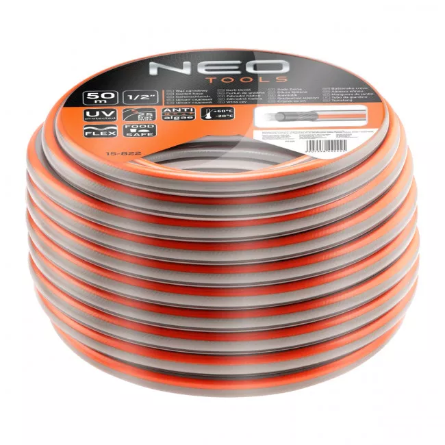 Шланг NEO садовий 50м, 1/2, 4-шар. Optima -20 ° / + 60 ° C (15-822)
