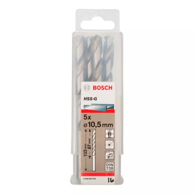 Сверло по металлу Bosch HSS-G D10.5 L133 h87 1 шт (2608595078) Сверло по металлу Bosch HSS-G D10.5 L133 h87 1 шт (2608595078)