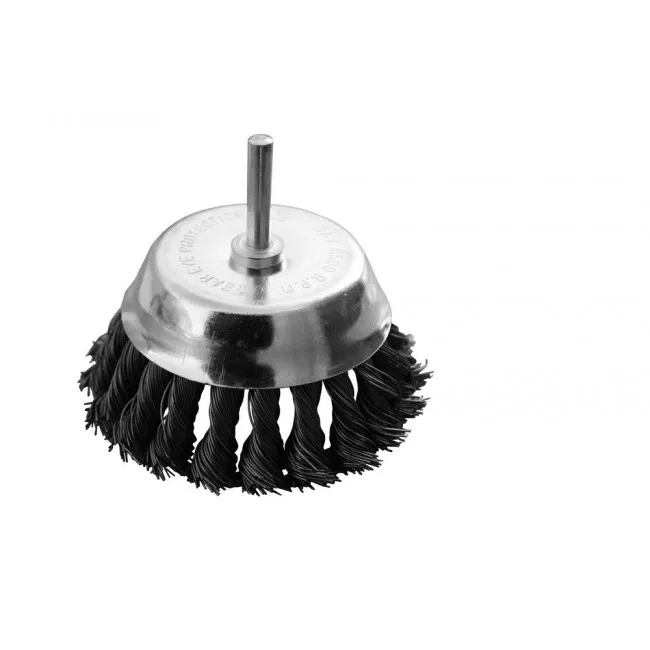 Щетка торцевая из плетеной проволоки D100 со стержнем 1/4" (19-7310)