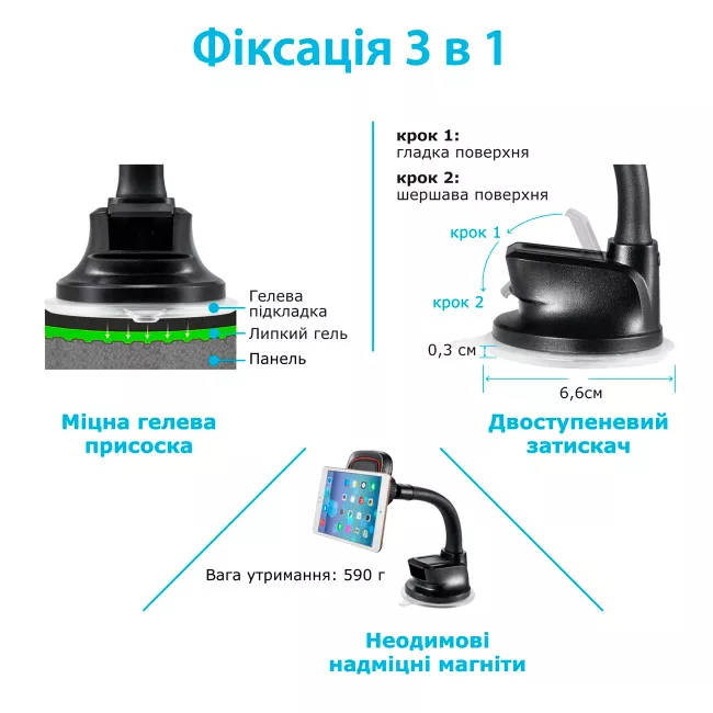 Держатель Grand-X автомобильный для мобильных устройств (MT-03)