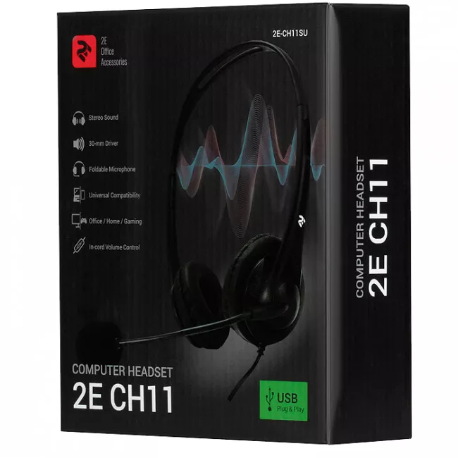 Гарнитура для ПК 2E CH11, On-Ear, USB (2E-CH11SU)