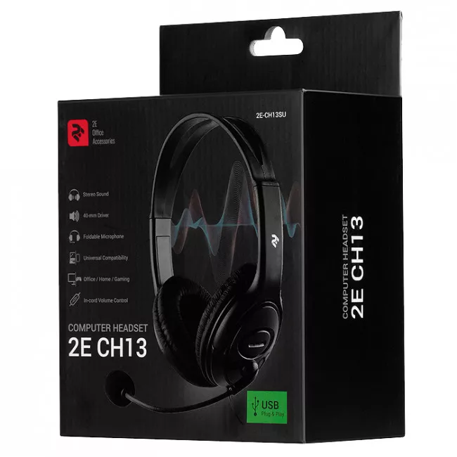 Гарнітура для ПК 2E CH13, Over-Ear, USB (2E-CH13SU)