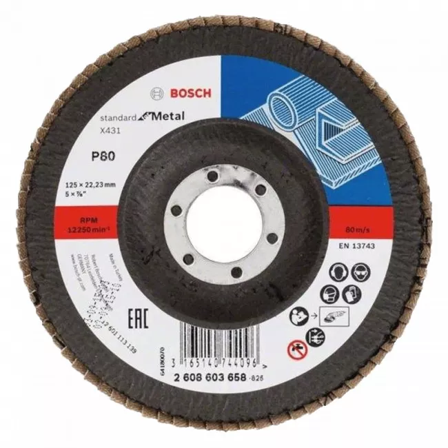 Лепестковый шлифкруг Bosch, Standard for Metal, 125 мм (2608603657) Лепестковый шлифкруг Bosch, Standard for Metal, 125 мм (2608603657)