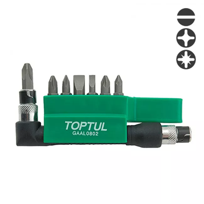 Набор бит TOPTUL 1/4" с Г-обр. переходником (GAAL0802) Набор бит TOPTUL 1/4" с Г-обр. переходником (GAAL0802)