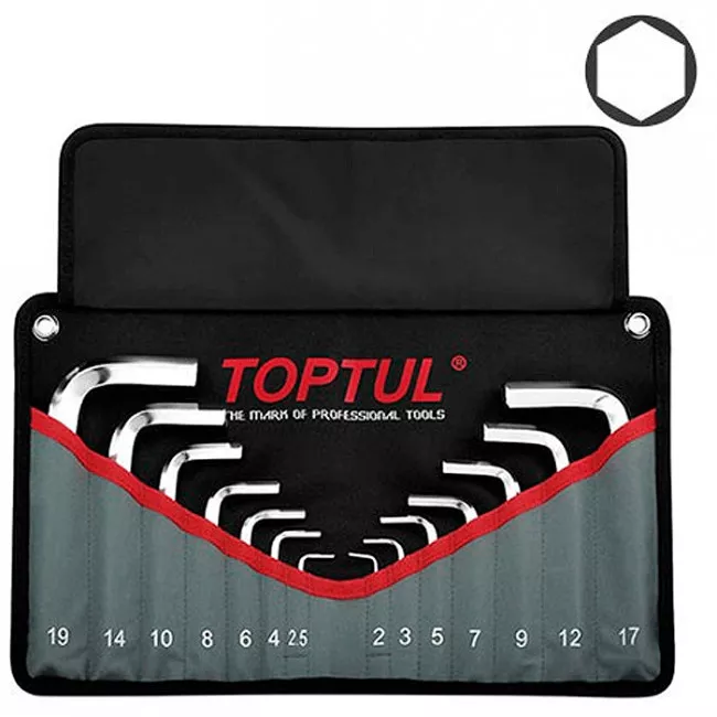 Набор Г-образных шестигранников TOPTUL 2-19мм 14ед. в чехле (GPAQ1401)