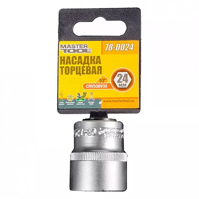 Насадка торцевая 6-гранная 1/2" 24мм CRV (78-0024) Насадка торцевая 6-гранная 1/2" 24мм CRV (78-0024)