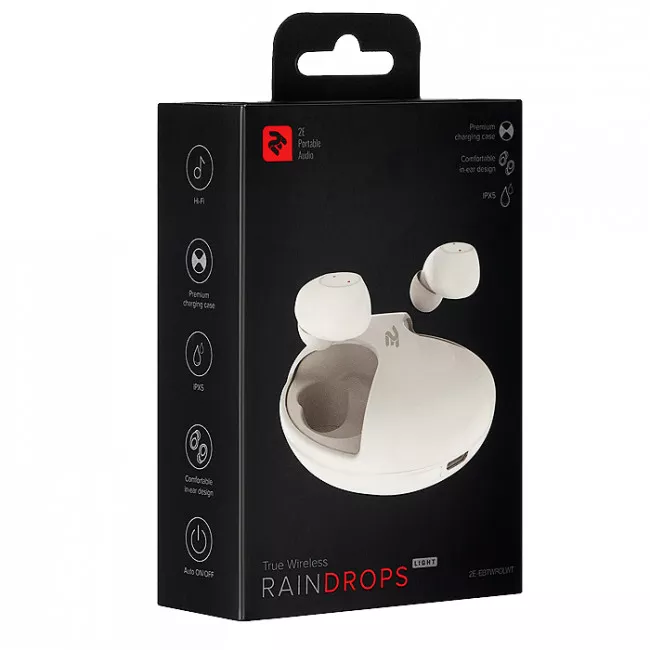 Наушники 2E RainDrops Light True Wireless Waterproof Mic White (2E-EBTWRDLWT)