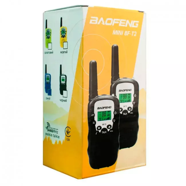 Рация Baofeng MiNi BF-T2 PMR446 (0.5W, 446 MHz, до 5 км, 8 каналов), 2шт, зеленая (159-1028_green)