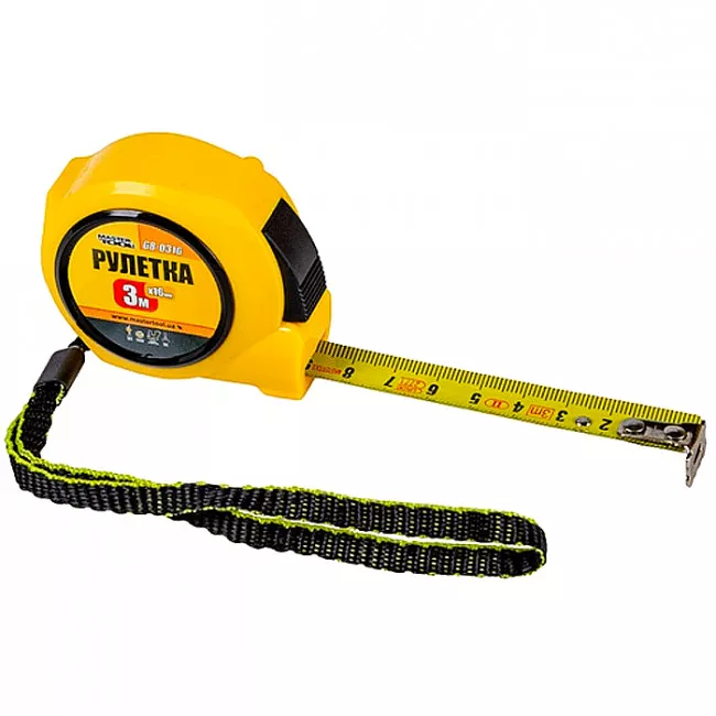 Рулетка MASTER TOOL 3 м*16 мм з автоматичним фіксатором полотна (68-0316) Рулетка MASTER TOOL 3 м*16 мм з автоматичним фіксатором полотна (68-0316)