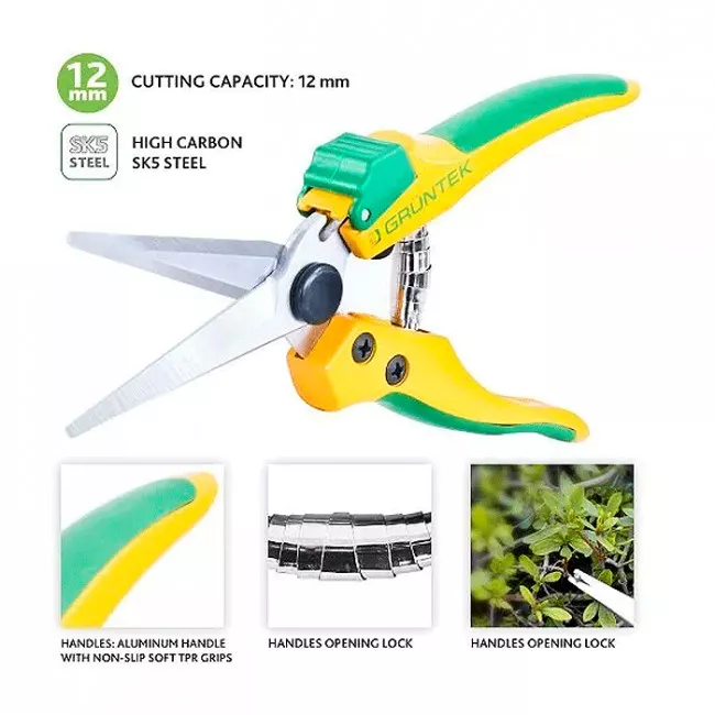 Секатор GRUNTEK Colibri Long 195 мм різ 12мм (295170200)