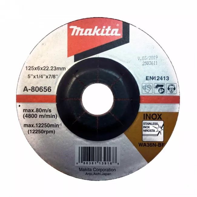 Шлифовальный диск по нержавеющей стали Makita 125*6 (A-80656) Шлифовальный диск по нержавеющей стали Makita 125*6 (A-80656)