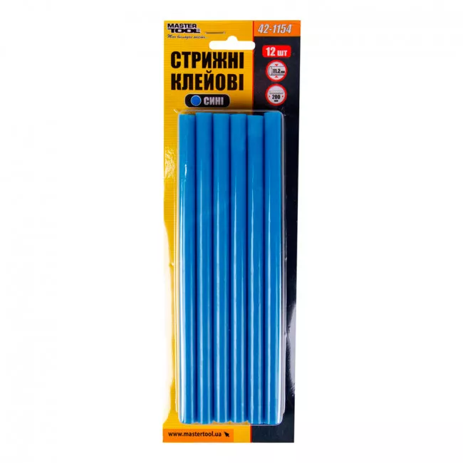 Стрижні клейові MASTER TOOL 11,2*200 мм, 12 шт, сині (42-1154)