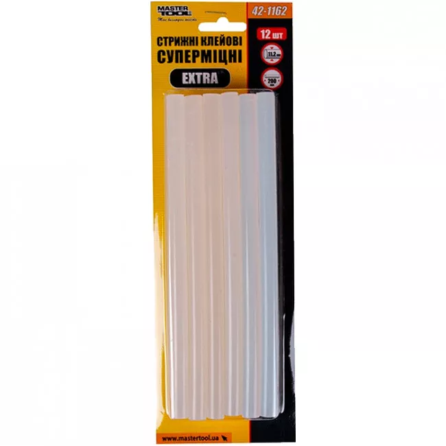 Стрижні клейові MASTER TOOL 11,2*200 мм, 12 шт, суперміцні EXTRA (42-1162)