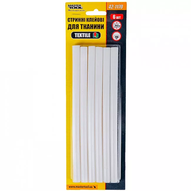 Стержни клеевые MASTER TOOL 11,2*200 мм, 6 шт, для ткани TEXTILE (42-1170)